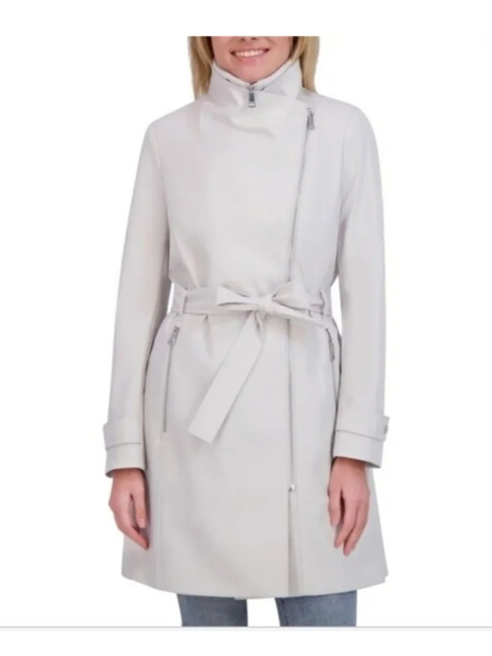 Nwt Halston Chic Women's Gray Trench Coat Size XXL - Picture 4 of 5